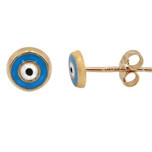 10K Yellow Gold Evil Eye Studs